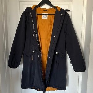 Zara long warm jacket/coat parka!! Size kids 13/14 fits for woman size S/M too!!